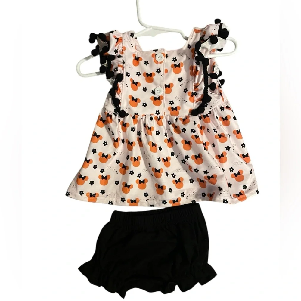 Minnie Mouse‎ Baby Set 0-3M Pink and Orange with Black Bloomers- NWOT